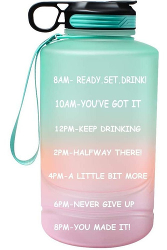 Imagen 1 de 7 de Botella De Agua Motivacional Sin Bpa 2.2 Litro (1/2 Galón)