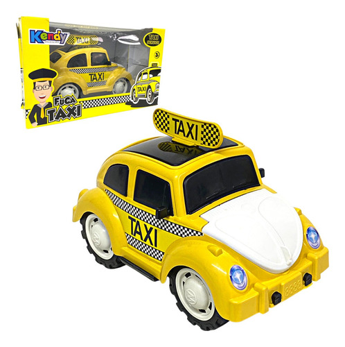 Carrinho De Plástico Fusca Táxi Amarelo Service Capô Abre