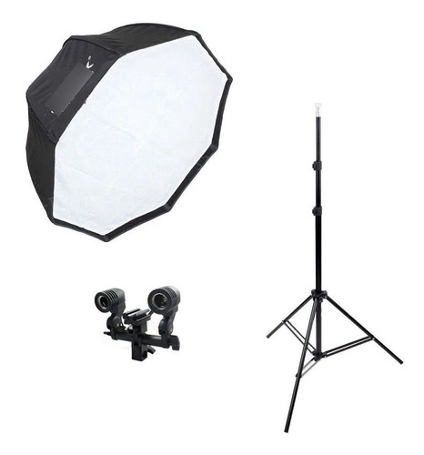 Estúdios Fotográfico Softbox 120cm Octabox Duplo Iluminação Cor da estrutura Preto Cor da luz Branco-frio 110V/220V