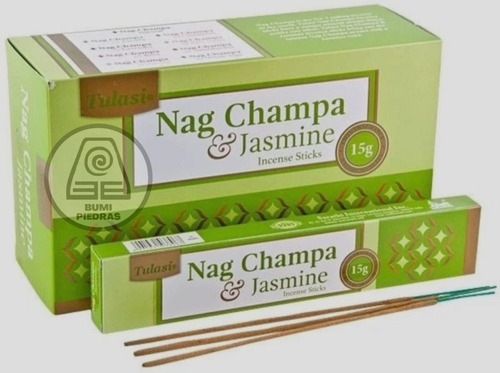 Imagen 1 de 5 de Incienso Masala Tulasi Nag Champa Y Jazmin Bumi Piedras