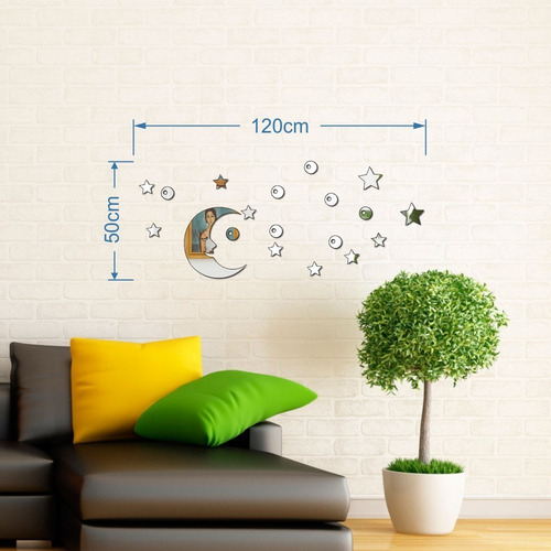Espelho Decorativo Lua E Estrelas - 19 - Epp-006 Moldura N/a