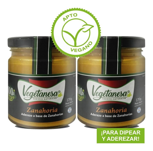 Aderezo Pasta Vegetal Ensaladas Vegano Zanahoria 170 Gr X2