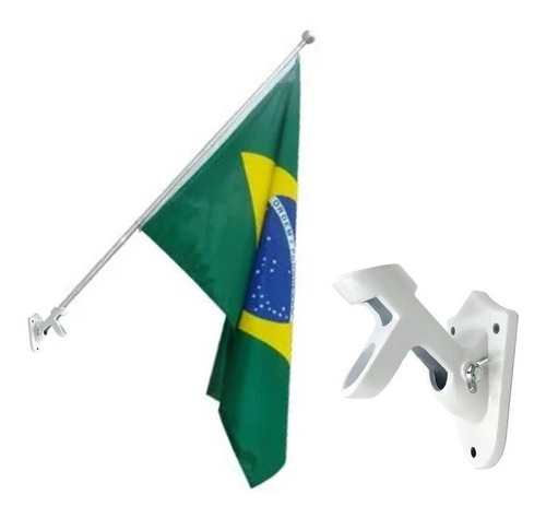 Suporte Base Metal Parede Para Mastro De Bandeira 2 Posições