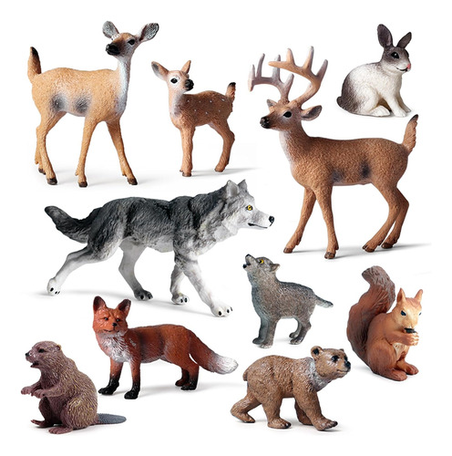 10 Piezas Figuras De Juguetes De Animales Del Bosque, Figura