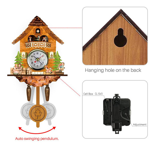 Reloj De Pared Cuckoo De Madera Antiguo Con Forma De Pajarit