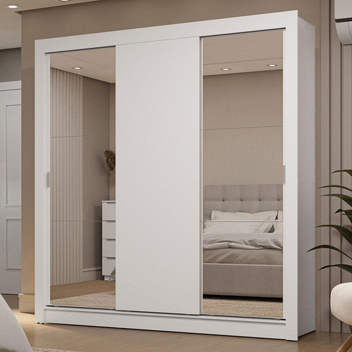 Ropero Closet Madesa 3 Puertas 2 Espejos Bb 01 Color Blanco