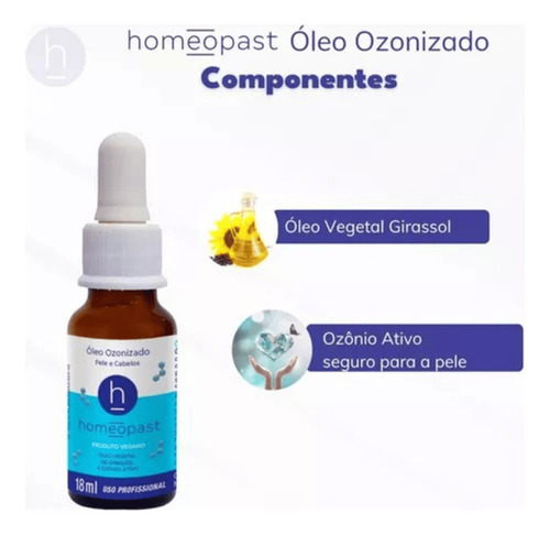 Óleo Ozonizado Homeopast Para Pele E Cabelos 18ml Vegano Fragrância Neutro