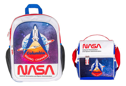 Kit Mochila Y Lonchera Escolar Nasa Edición Cohete Color Blanco