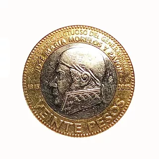 Moneda 20 Pesos 1815 - 2015 Bicentenario Luctuoso Morelos