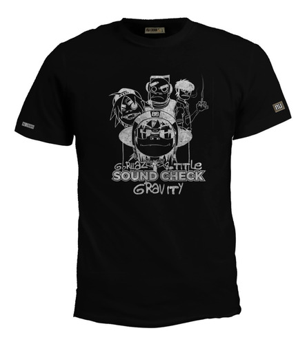 Camisetas Gorillaz Estampadas Unisex Negra Rock Eco