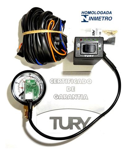 Imagem 2 de 6 de Chave Comutadora Kombi Chicote Manômetro 6m Gnv Tury T1000b