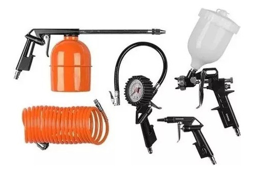 Kit Compresor De Aire Daewoo Pistola Manometro Set 5 Piezas