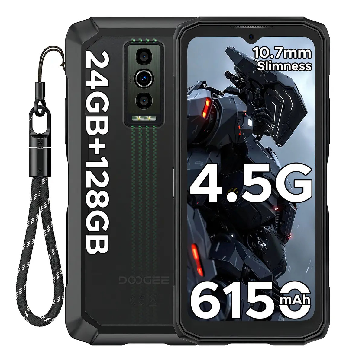 Doogee Blade10 Energy Celulares Android 15 Smartphone Rudo 24GB RAM+128GB ROM Screen 6.56 Dual Sim 90 Hz Unisoc T7250 Octa-core Battery 6150 mah Camera 16mp 8mp Selfie NFC Google Pay Azul face unlock