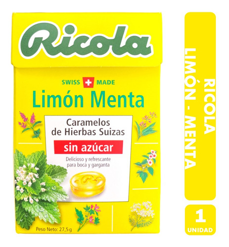 Dulces Ricola Limón Menta - Caramelos Sin Azúcar (1 Unidad)