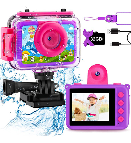 Camara Digital, Impermeable Para Niños, Giratoria 20mp