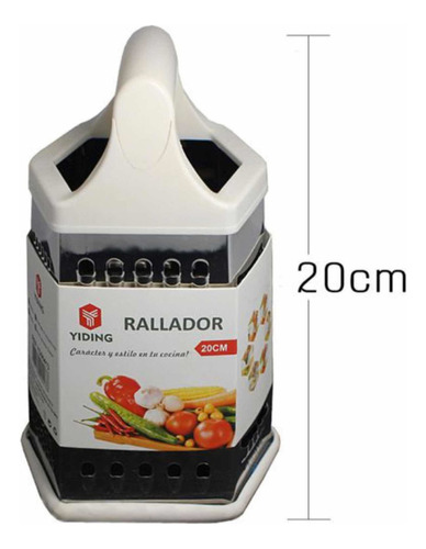 Rallador De Verduras Frutas Quesos Hexagonal 6 Caras Acero