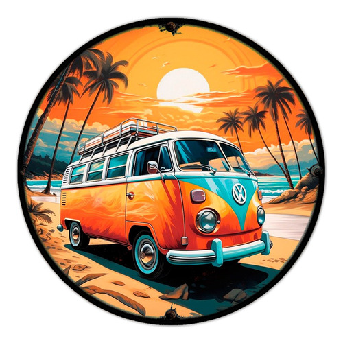 #907 - Cuadro Decorativo Vintage Volkswagen Surf Mar Playa