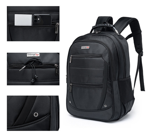 Mochila Executiva Notebook Masculina Resistente Cor Preto Desenho Do Tecido Lisa