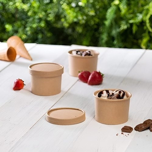 X50 Potes Contenedor De Alimentos Pote Kraft C/tapa 12oz Bowl Sopa Pote Kraft 350ml Ensaladera Bowl Ensalada Potes Para Colaciones Bowl Kraft Potes Bowls Contenedor De Alimentos Envases Pasteleriuscl