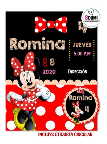 Invitación Minnie Digital Personalizada (Usado)