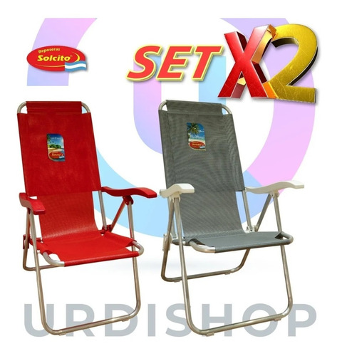 Set X 2 U Reposeras 6 Posiciones, Aluminio 7/8    Solcito  