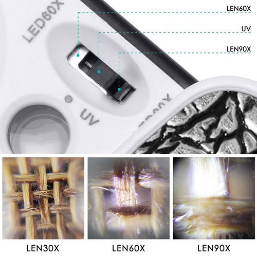 La Joyería Lupa Lupa Con Luz Led, Afunta 30x, 60x, 90x Lupa