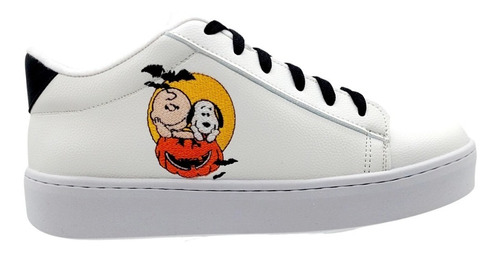 Tenis Bordado De Charlie Y Snoopy Calabaza