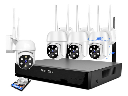 Kit De Cámaras De Vigilancia Nvr Wifi Con Audio De 500gb