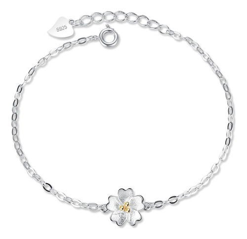 Pulsera De Flor De Amor De Plata S925 Para Mujer Regalo