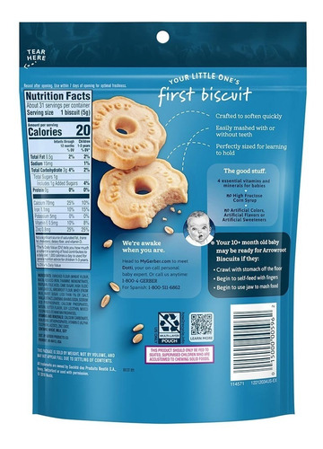 Imagen 2 de 4 de Galletas De Arroz Gerber Arrowroot Floor
