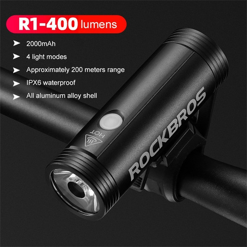 Farol Rockbros P/ Bicicleta Bike 400 Lumens R1 400 Lanterna