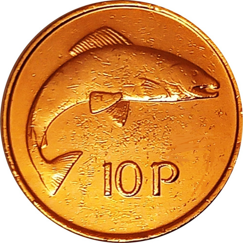 Irlanda Moneda De 10 Pence Año 1974 Bañada Con Oro 24k 