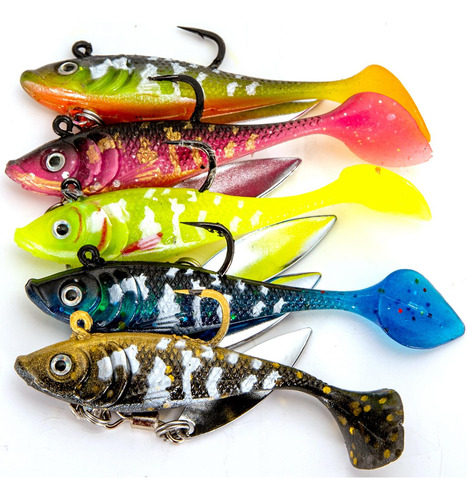 Kit De Cebos Blandos Para Pesca Con Forma De Cola De Paleta,