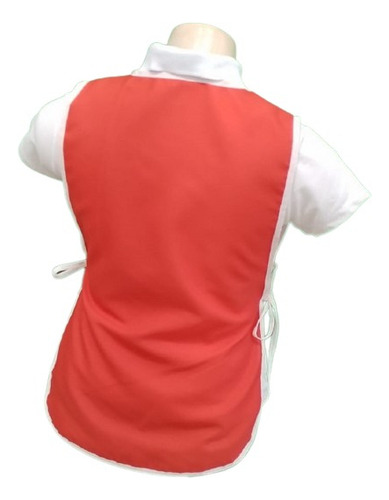 2 Unid. Avental Bata Uniforme Amarra Na Lateral Sem Bolso Cor Branco Desenho Do Tecido Liso