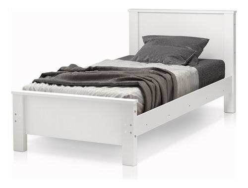 Cama Padrão Com Pés Tamanho De Solteiro Mdf E Madeira Mila Cor Branco Cama Solteiro