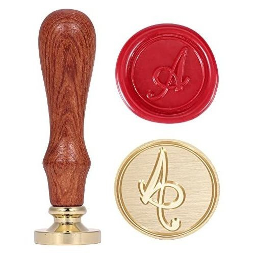 Sello De Metal Y Madera Para Lacrado Letra A Manuscrita May