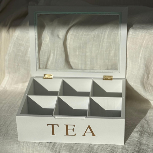 Caja De Te 6 Divisiones - Organizador Saquitos Blanco
