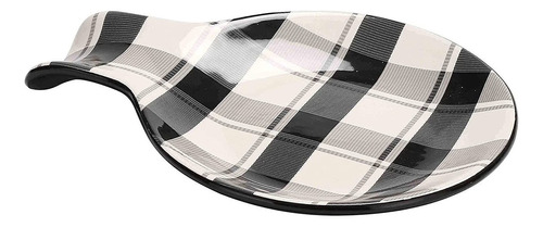 Bico Plaid Check - Soporte De Cuchara De Cerámica En Blanco