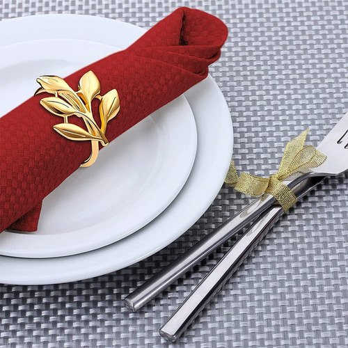 20 Servilletas De Hojas De Metal Para Decoración De Mesa