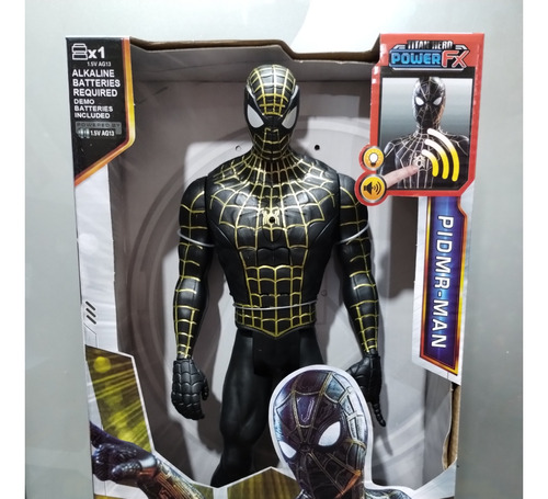 Muñeco Spiderman Black Suit 30cm Con Luz Y Sonido
