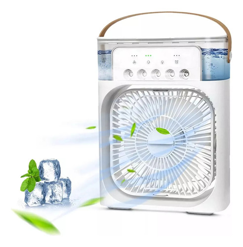Ventilador Humificador Portátil Con Led Climatizador De Aire Cantidad De Aspas 3 Estructura Blanco Aspas Blanco Diámetro 21 Material De Las Aspas Plástico