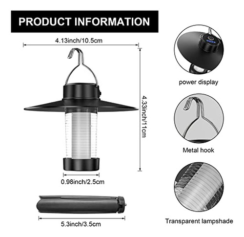 Linterna Led Camping, Porttil Impermeable, Con Gancho De Cli