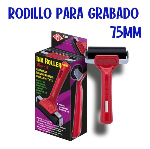 Rodillo P/ Grabado 75 Mm Profesional Caucho Xilografia Lino