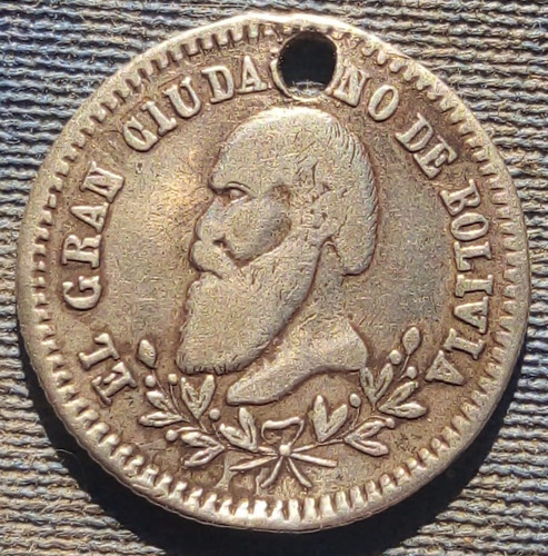 Bolivia Medalla 1868 Gran Ciudadano Plata Escasa Rara 1 Sol