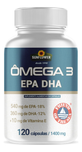 Omega 3 Óleo De Peixe 120 Capsulas Imunidade Epa Dha 1400mg