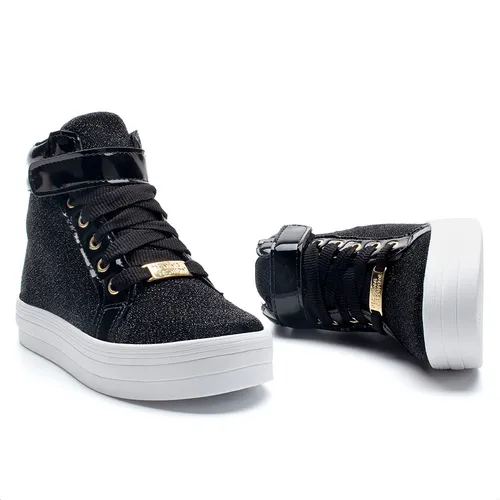 Tênis Preto TÃªnis Cano Alto Menina Tênis Infantil Cano Alto