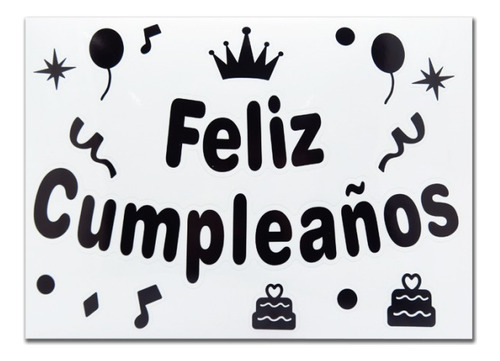 Stickers De Globos Diseño Feliz Cumpleaños *5 Unidades