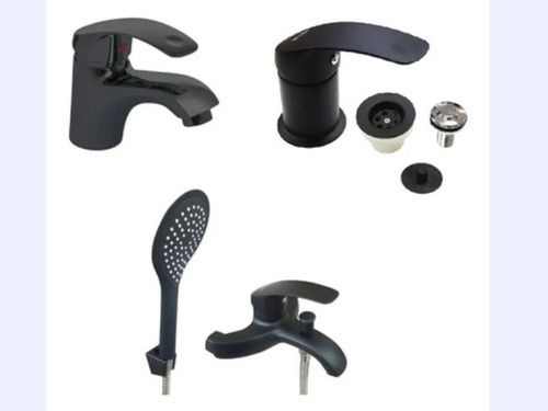 Griferia Baño Completa Metal Negro Alpa Lavat Bidet Bañerera