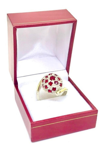 Imagen 3 de 10 de Anillos Frutilla Con Piedras Cubics Rojos Y Azul