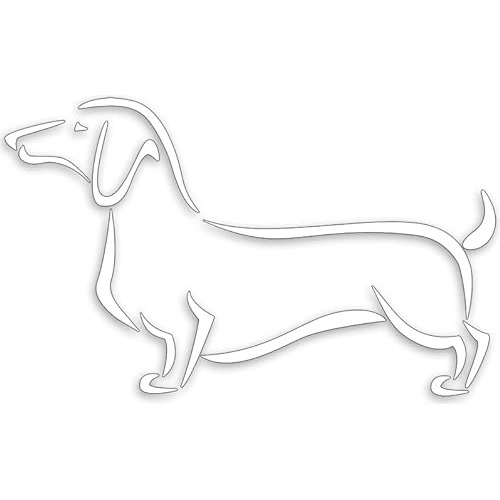 White Vinyl Abstract Fancy Dachshund Sticker (no Backgr...